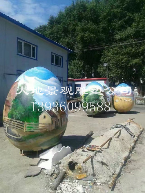 雞蛋外觀進行山水畫雕塑